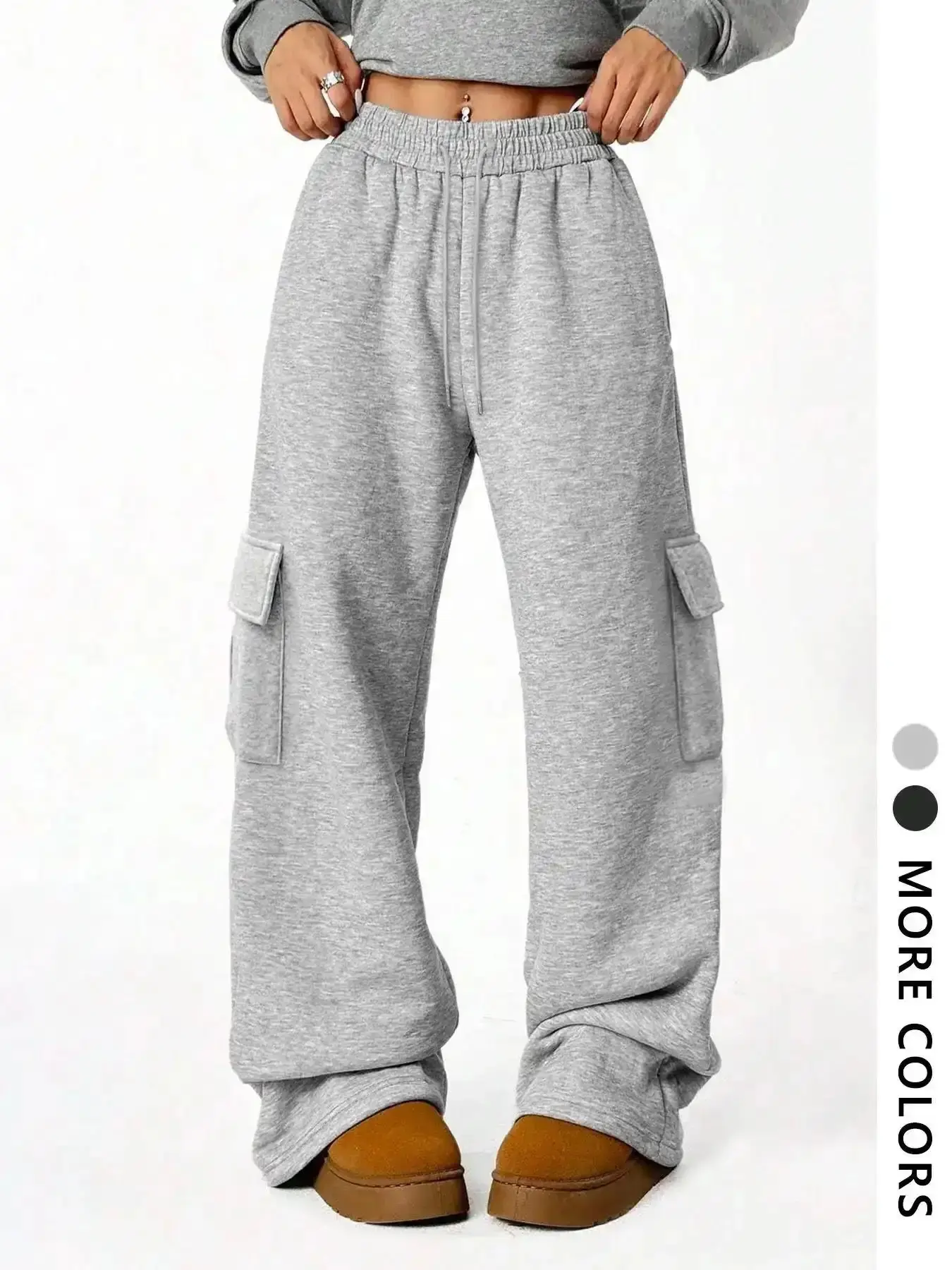 Unisex's Plain Flap Pocket Sweatpants Casual Streetwear Pants for Daily Wear Unisex Bottoms Fall and Winter Lounge classic fit multi pocket essential wardrobe urban streetwear all day comfort chic style