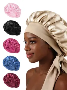 Adjustable Satin Bonnet for Sleeping Women, Silk Bonnet Hair Wrap, Reduce Friction, Prevent Frizz, Natural Curly Hair Care