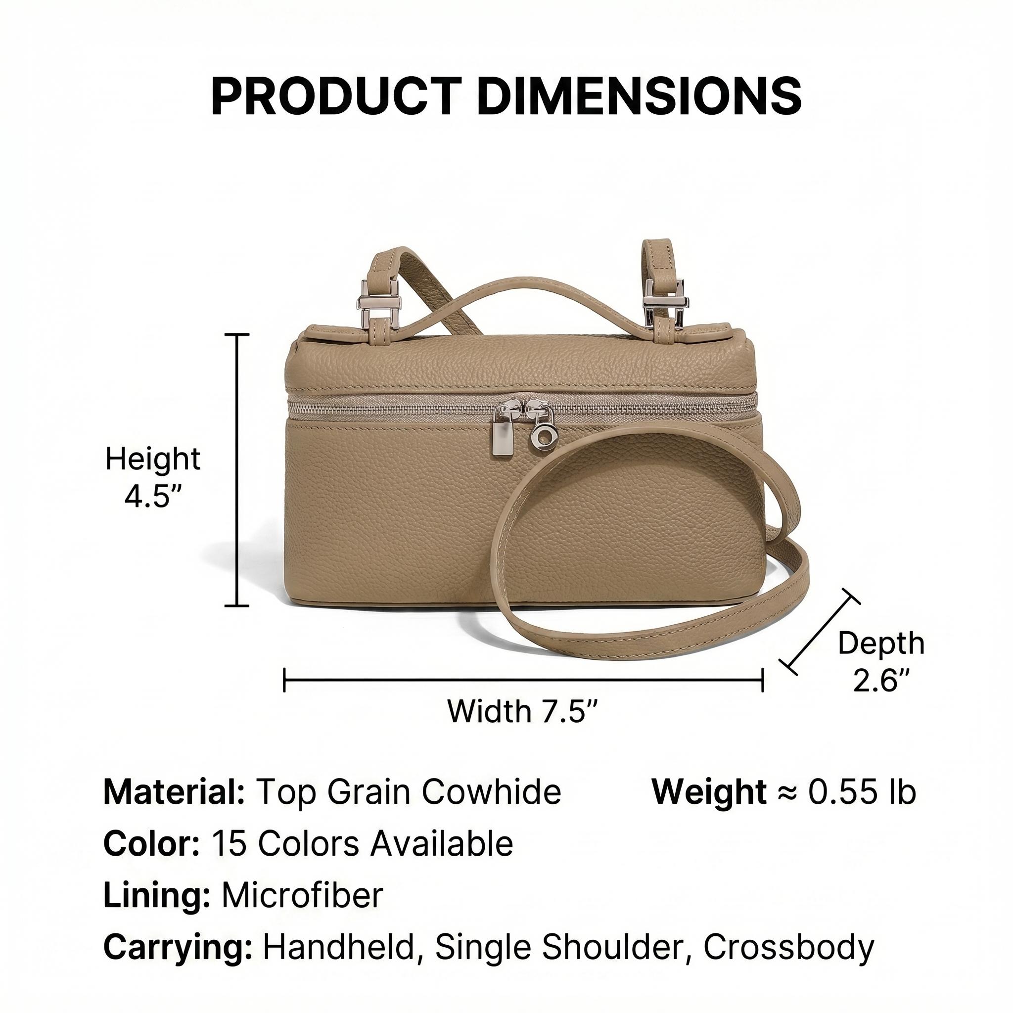 Chic Top-grain Cowhide Vanity Case Bag Women's Structured Pebbled Mini Crossbody Handbag