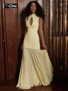 Women Summer Sleeveless Party Club Evening Elegant Chiffon Bodycon Long Dress