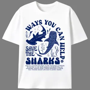 Save The Sharks Marine Conservation Men’s Graphic Tee |   Unisex Ocean Eco Friendly Casual T-Shirt |   Summer Environmentalist Gift
