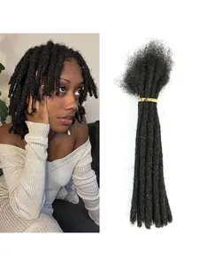 Dreadlock Extensions Human Hair Fully Handmade Human Hair 60 Strands/Pack Dreadlock Extensions for Man/Women Locs Extensions Human Hair Can Be Dyed Bleached Curled Dreadlocks Extension