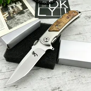 Best-Selling 338 Pocket Folding Knife with 440C Blade, 420 Steel Inlay, and White Shadow Wood Handle—Camping, EDC, Multi-Purpose, Survival, and Cutting Outdoor Knife