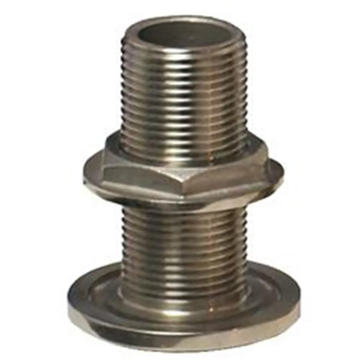 Groco TH-2000-WS #316 SS 2 in. NPS-NPT Combo Thru-Hull Fitting with Nut, NPSM/NPT Combination Thread, NPSM Certified, UL Listed 647b, 1/2"-3" Compatible Pass-Through Hollow Pipe Fitting, Inches