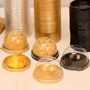 300 Pcs Mini Cake Containers with Clear Dome Lids, Clear Plastic Small Desserts Cupcake Boxes for Individual Chocolate Covered Cookies, Strawberry, Mooncake，Cheesecake, Cocoa Bomb