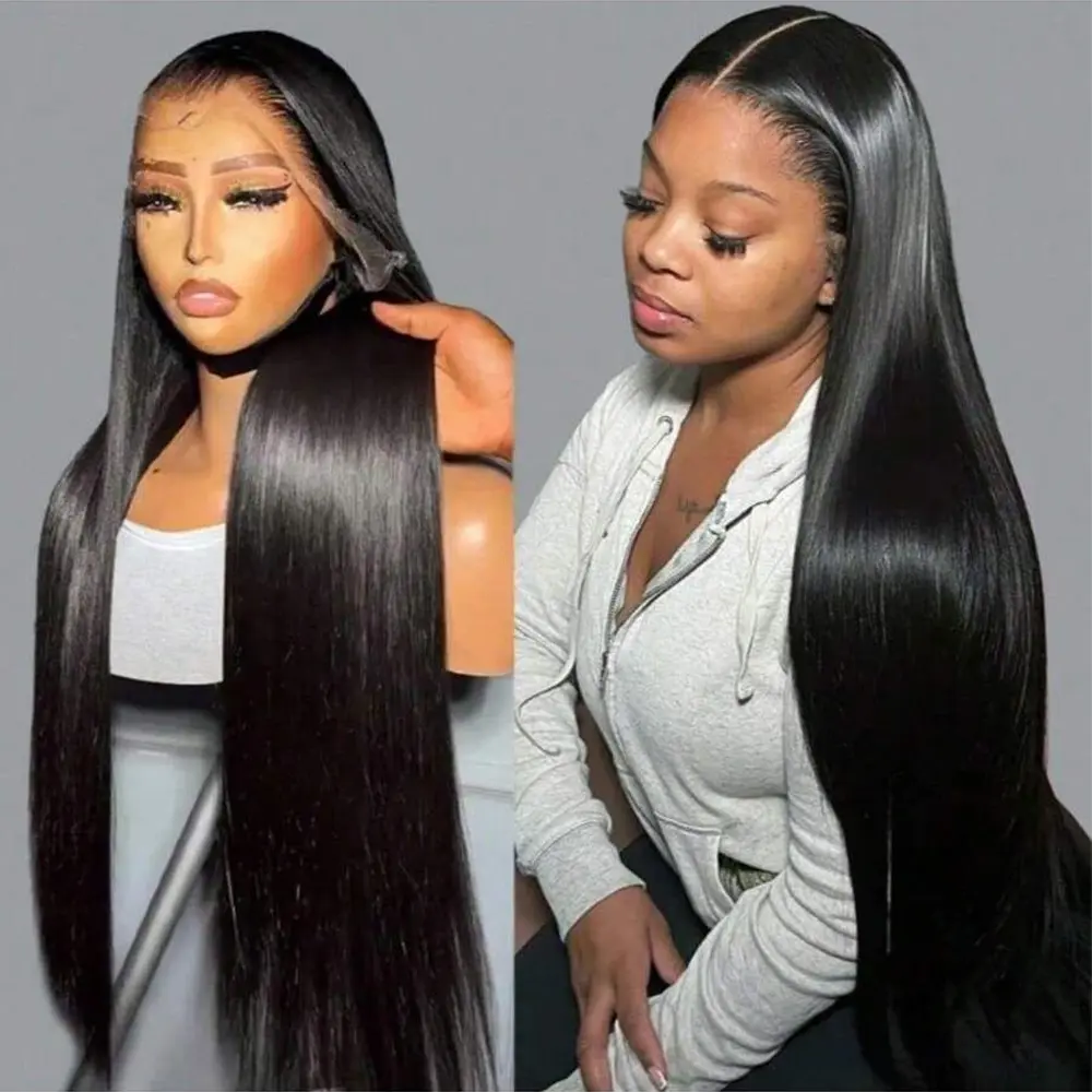 Drosuud Hair 30 32 Inch 13x4 13x6 Straight HD Transparent Lace Frontal Wig Human Hair for Women PrePlucked with Baby Hair Natural Black 180% Density#Summervibes