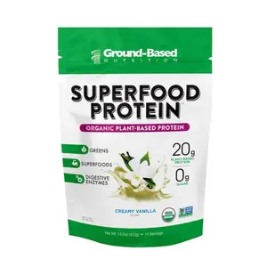 Ground-Based Nutrition Plant-Based Protein - Superfood + essential greens powder, Keto-friendly, Vegan, Low-Calorie, Organic Protein Powder, 14 servings - Creamy Vanilla