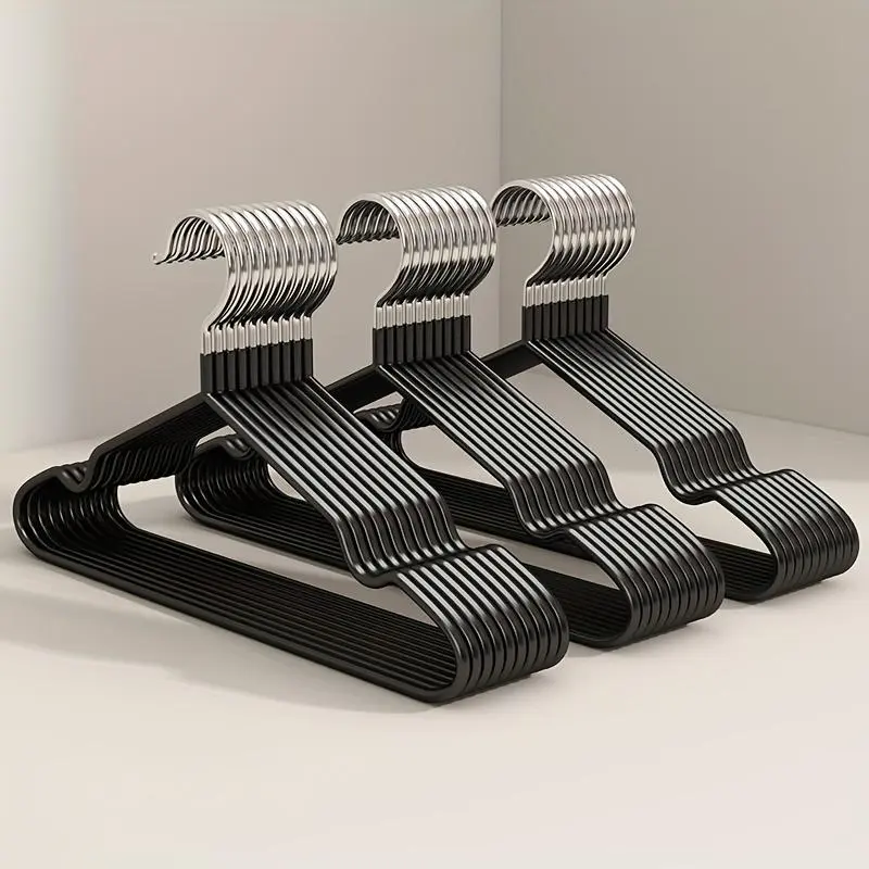 60/50/25/20pcs, Non-Slip Heavy-Duty Hanger, (15.75" X 7.87"), 40-50G Black Manganese Steel Dip Hanger, Bedroom Storage, Laundry Storage Helper, Advanced Long-Lasting Storage Solution for Bedroom And Closet, Wet And Dry, Space-Saving Design Metal Organiser