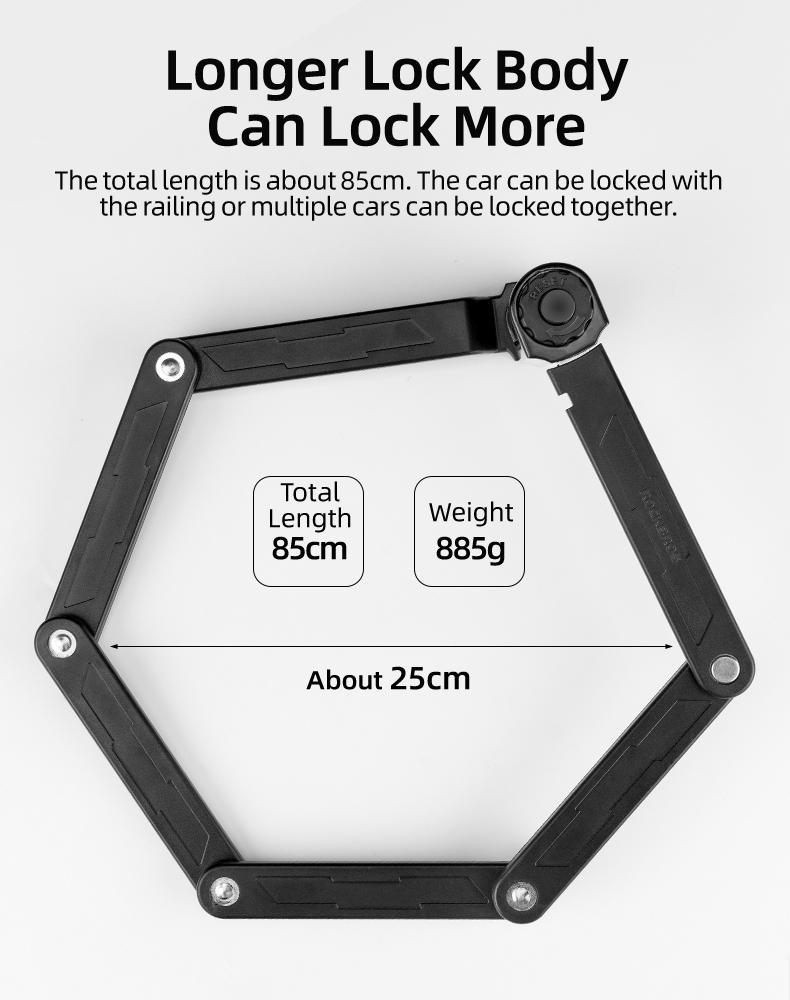 ROCKBROS Folding Bike Lock Combination Bike Lock with Mount Electric Bike Lock Heavy Duty Anti Theft Bicycle Locks with Mounting Bracket 4-Digit Foldable Bike Lock