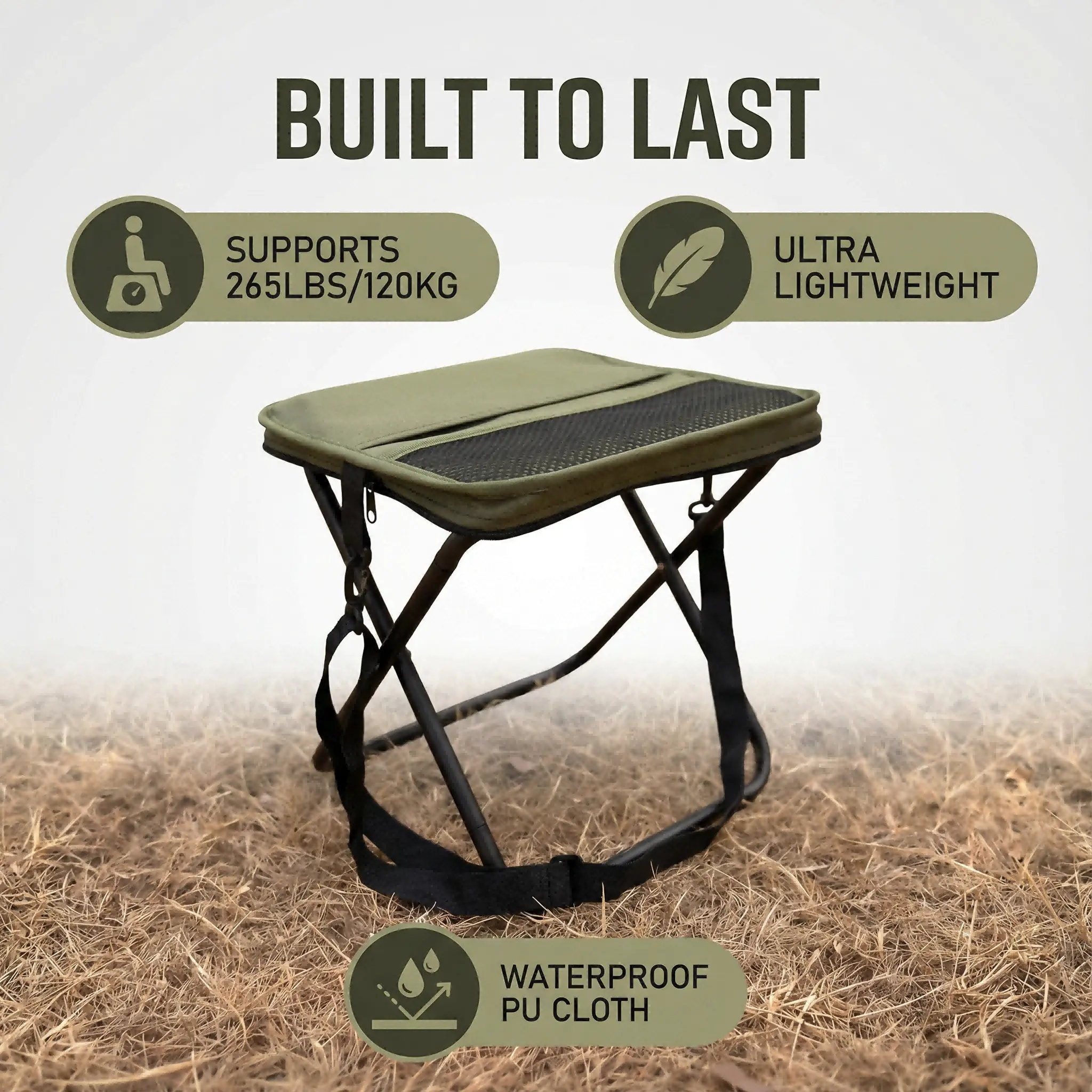 Portable Camping Stool & Folding Small Chair - Compact Folding Stool, Durable Collapsible Stool for Fishing, Hiking, BBQ, Outdoor Events