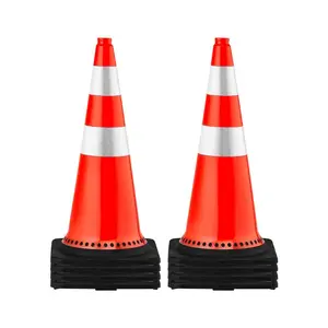 VEVOR Safety Cones, 8x 30 Traffic Cones, PVC Orange Construction Cones, Reflective Collars Traffic Cones with Black Weighted Base Used for Traffic Control, Driveway Road Parking and School Improvem