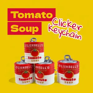 Tomato Soup Clicker Keychain – Cute Mini Food Fidget Toy, Sensory Clicker, Kawaii Keychain Gift