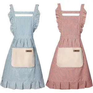 2 Pack Adjustable Kitchen Apron Cooking Apron For Women And Men With Pockets-Work Apron For Grill And Restaurant