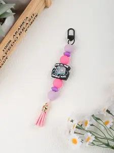 Glow in Dark Daisy Silicone Beaded Keychain, Handmade Floral Luminous Beads, Lightweight Metal Key Ring Pendant, Elegant Backpack Accessory