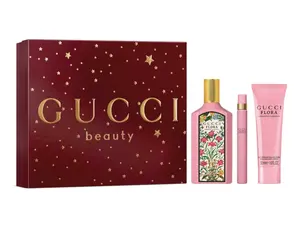 Gucci Flora Gorgeous Gardenia 3Pcs Set(3.3oz EDP Spray + 1.7oz B/L + .33oz EDP Spray ) for Women