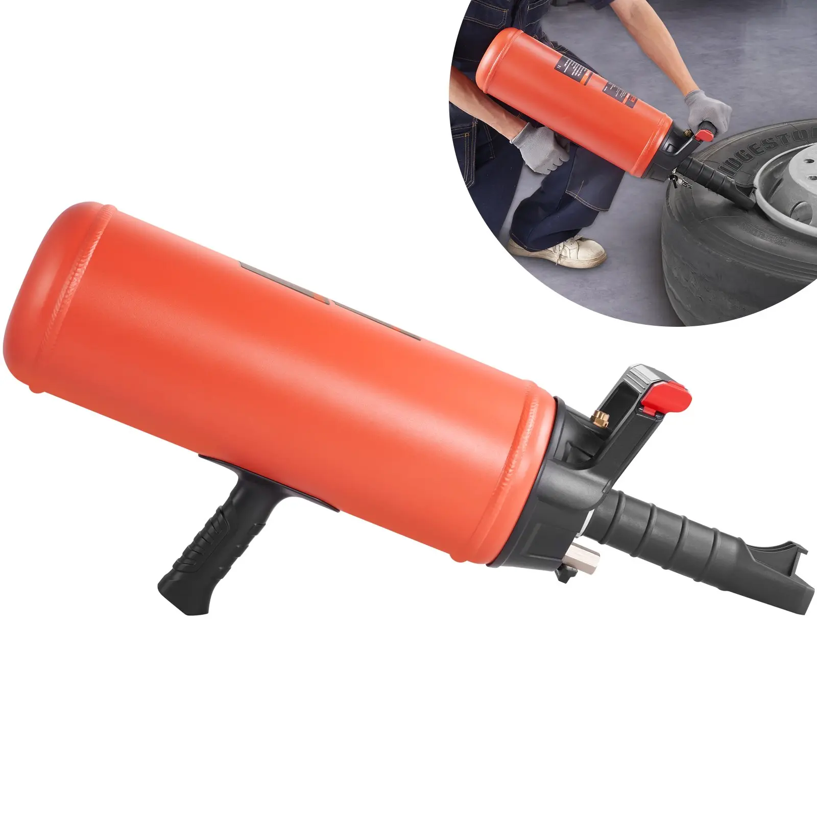 【Summerfinds】VEVOR High Pressure Aluminum Alloy Tire Bead Blaster, Handheld 2.4 Gal/9 L Bead Seater with Max 150 PSI Push Button, Non-Slip Grip Quick-Inflate Portable Tool for Tractor Tire Repairs (87-116 PSI Operating Range), 27.6 x 6.6 x 13.4 Inch, Chil