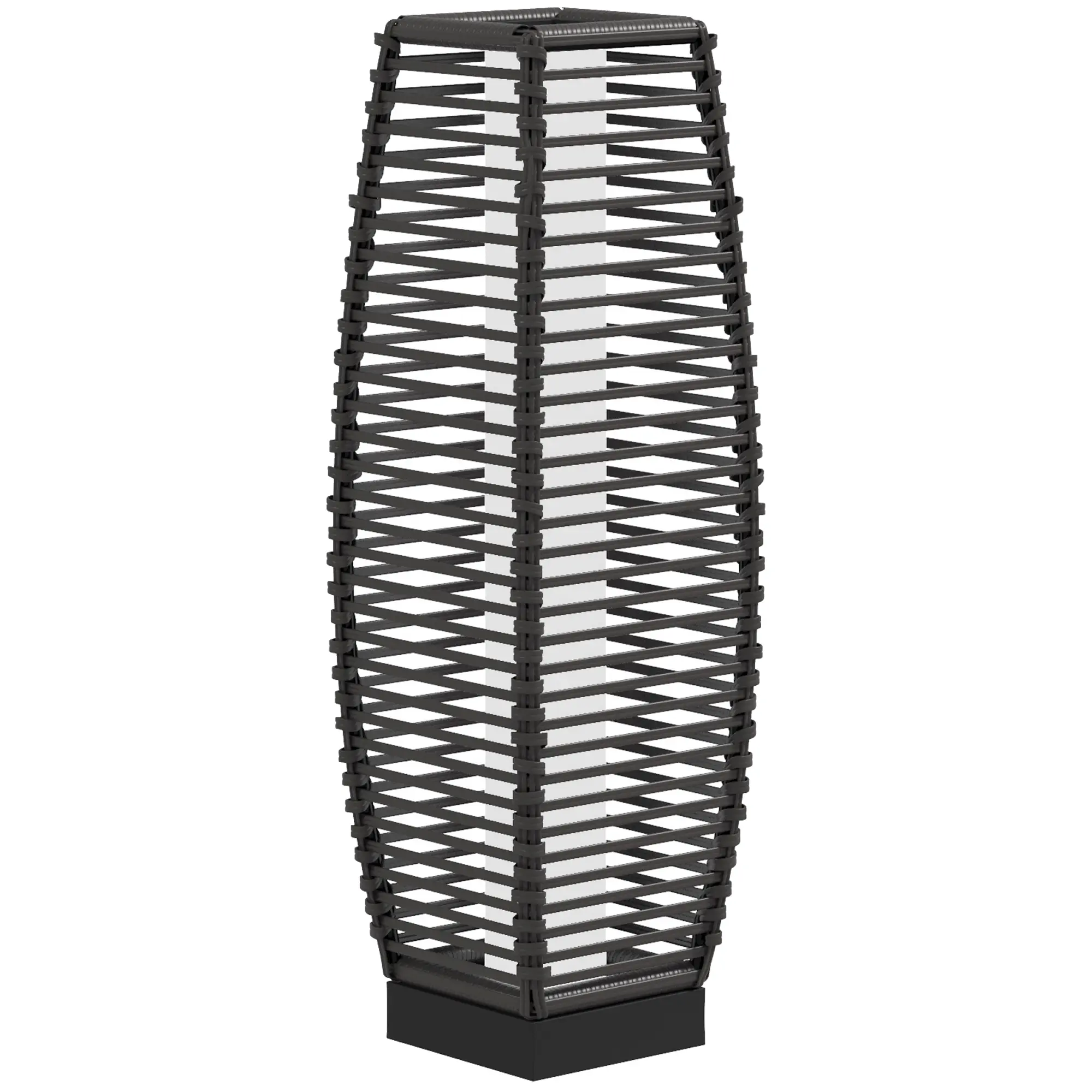 Gray Solar Floor Lamp - Outdoor Rattan Garden Lantern, Auto-LED Pathway & Driveway Decorative Lighting for Home Improvement Garden Supplies