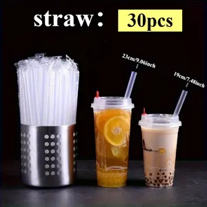 30pcs large transparent plastic straws - made of food grade PP material, individually packaged | very suitable for milk tea, cocktails, restaurants, and home use, milk tea straws, beverage straws, Clear