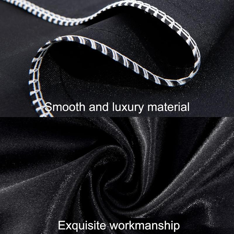 Silk Satin Pillowcases for Hair and Skin - Standard 2 Pack Luxurious 20x26 Inches with Envelope Closure, Black Neck Pillow