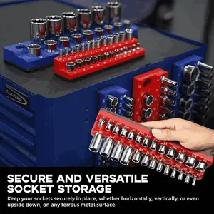 6Pcs Magnetic Socket Organizer Set | Includes 1/2", 3/8", 1/4" SAE & Metric Socket Holders | Deep & Shallow Tray Kit for 143 Pieces Standard & Deep Sockets (Sockets Not Included) | Metric SAE Drive Compatible | Perfect Men's Gift