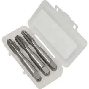 Cleveland Right Hand 3-Piece Metric Twist Drill Tap Set - 4-Flute, High-Speed Steel, Bright Finish, Bottoming Plug & Taper Taps, 3.8125" OAL, C54804