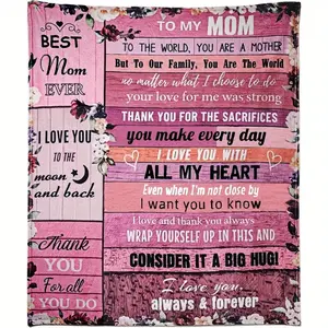 Mother's Gift, Mother's Day: A Blanket for a Happy Mother's Day Birthday - Personalized Soft Flannel Love Blanket, Suitable for Female Mothers - Thoughtful Gift Item, 280g/m² Printed Blanket, Local Warehouse, Cover Blanket