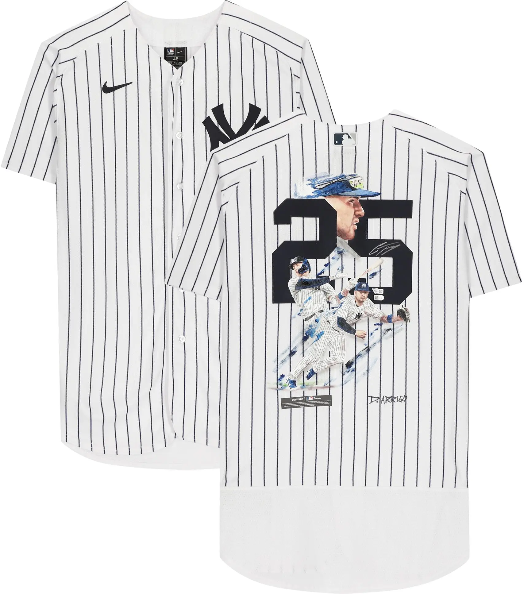 Gleyber Torres New York Yankees White Nike Authentic Jersey - Art by David Arrigo - #1 of Limited Edition 1 - MLB Memorabilia