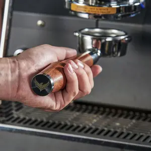 54mm Bottomless Portafilter Breville Compatible Rosewood Handle & Naked 18-21 Gram Filter Basket Included, Fits Barista Express, Pro, Touch, Bambino Plus, Infuser, Duo Temp Pro Impress