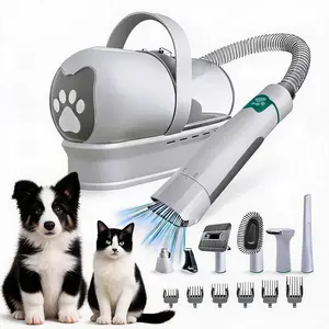 All-in-One Heavy-Duty Pet Grooming System with Integrated Fur Vacuum, Multi-piece Hair Clipper and Nail Care Collection for Domestic Dogs & Cats, Anti-Shedding Set