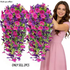 2pcs Set of Artificial Mixed-Color Morning Glory Flowers, Decorative Fake Flower, Suitable for Indoor/Outdoor Home Decor, Wedding Arrangements, Parties, Gardens, DIY, Housewarming Gifts, New Year Decorations, Ornaments
