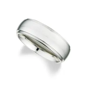 Cobalt Wedding Ring 7mm domed polished with brushed center Size 10.5 (78049)