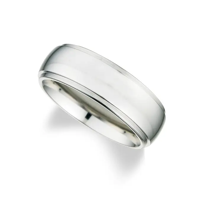 Cobalt Wedding Ring 7mm domed polished with brushed center Size 10.5 (78049)