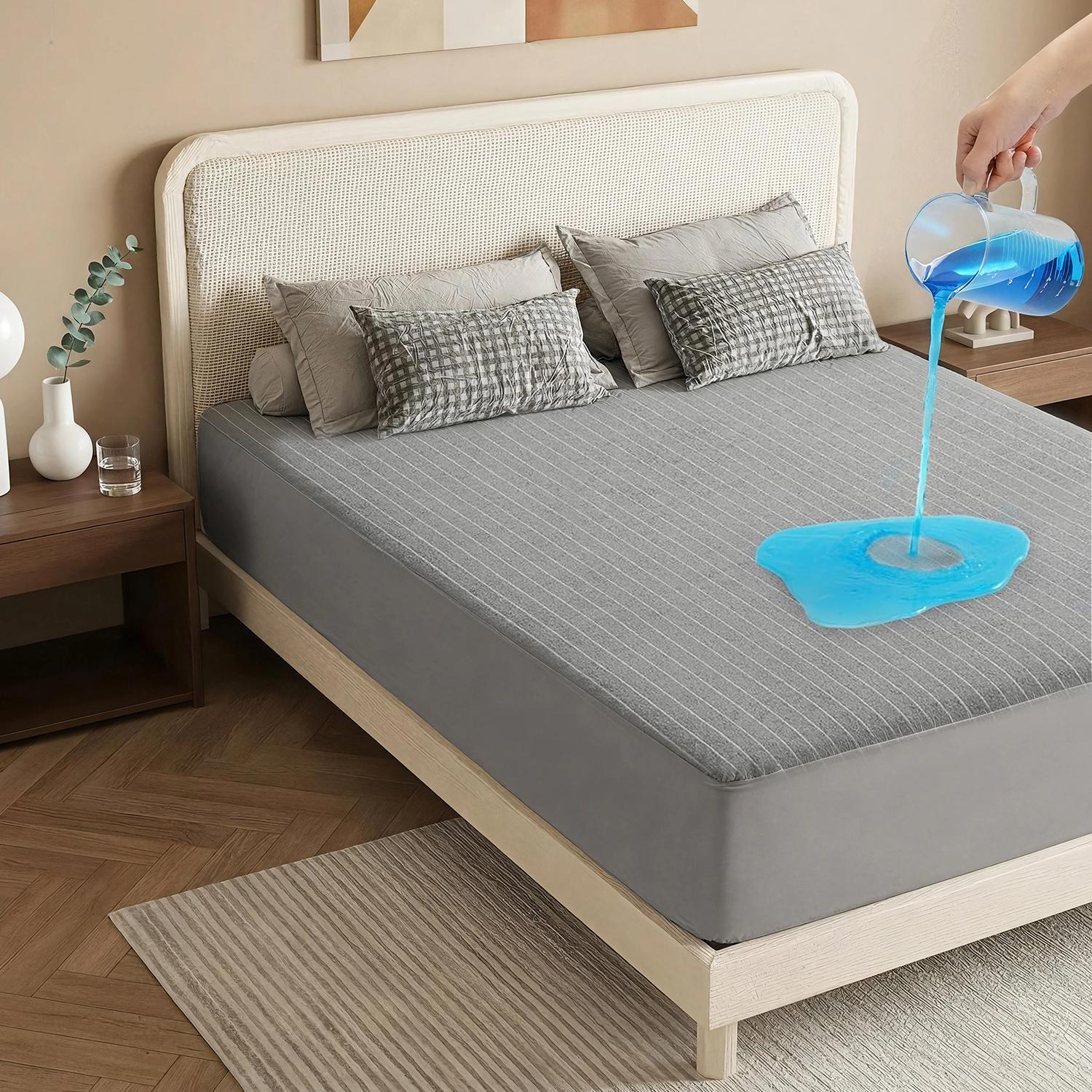 【TASTELIFE】 Waterproof Mattress Protector Queen Size, Premium Breathable Bed Cover with Deep Pocket 8"-21", Noiseless Machine Washable & Vinyle-Free for Home & Hotel (Gray)