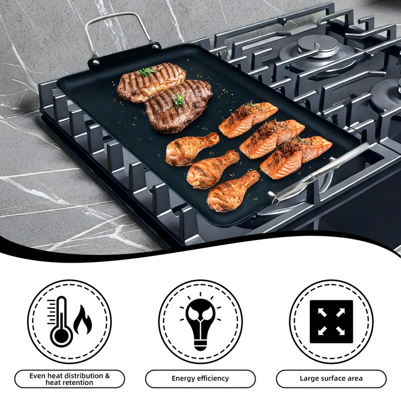SmartCook Double-Burner Comal & Griddle Pan for Stove Top - Grill Pan with Utensils Set, Perfect para Torillas