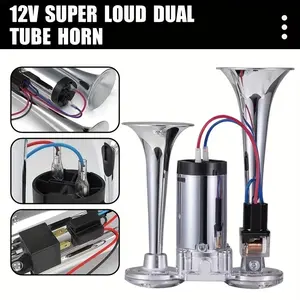 12V Super Loud Air Horn Kit with Air Compressor for Car Truck SUV Motorcycle Boat