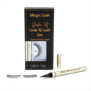 Fab Brows Magic Lash Starter Kit - Glueless Strip Lashes & Black Adhesive Eyeliner for Easy Application - Cosmetic Makeup Lightweight Water Proof