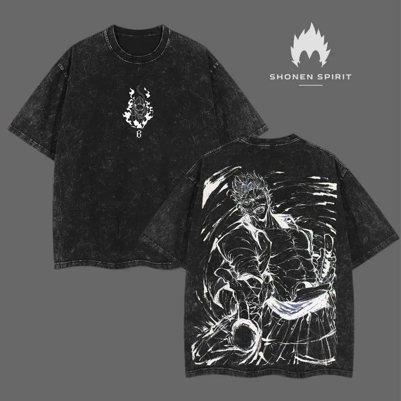 Grimmjow Jaegerjaquez - Bleach Anime Double Printed Vintage Washed Tee Unisex Oversize Anime Manga Washed Heavyweight Cotton T-shirt, Gift For Anime Fan, Anime Lover vintage t-shirt casual menswear style top fathersdaygift