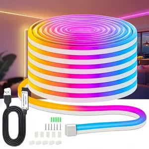 RGB LED Neon Strip Light, 3 Button Control, Flexible Tape for Indoor Outdoor Decor, Perfect for Bedroom Home Christmas Decoration, Decorative Neon Light