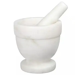 Creative Home Natural Marble Mortar Off-White and Pestle Spice Grinder Set Pestle Set Kitchen Spices, Herbs, Pesto Grinde
