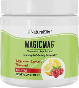 NaturalSlim Magicmag Pure Magnesium Citrate Powder Stress, Constipation, Muscle, Heart Health, and Sleep Support | Raspberry Lemon Magnesium Supplement - 8oz Drink Mix (Solo)