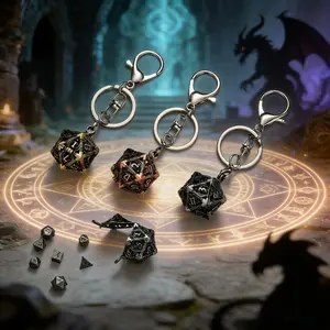 [DND D20 Metal Dice Set] 9pcs DND D20 Metal Dice Set - Portable & Stylish Keychain Miniatures in Blue, Red, Purple for Role-Playing Games, Ideal Birthday & Christmas Gift, Roleplaying Accessories with Hollow Box