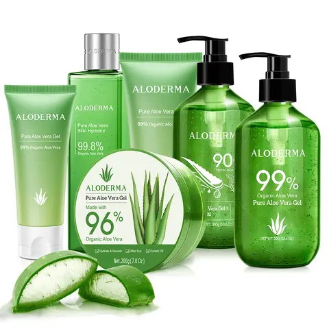 Aloderma Aloe Vera 6 Pack Set - Hydrating, Nourishing, Moisturizing, Soothing
