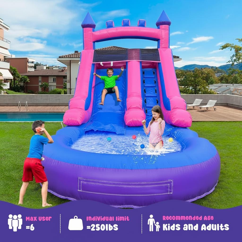 Commercial Grade Water Slide  Inflatables Rental-Grade Adult Water Slides with Blower and Pool Large Water Slides for Kids and Adults, Summer Water Slide Inflatables for Backyard and Outdoor Use of Commercial-Grade PVC