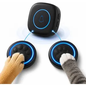 Soft Ring Blk  Bells to Go Outside -   Door Bell with 1000ft Range, 60 Melodies, LED,  Potty  Bell for Dogs -  Door Bells for Potty (2 Bells & 1 Receiver)