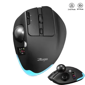 Ergonomic Bluetooth& 2.4G Wireless Trackball Mouse with Screen Display,Rechargeable 8000DPI Wireless Backlit Mice for Window/Mac OS