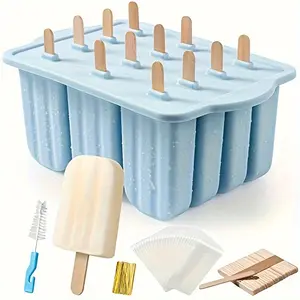 Silicone 12pcs Popsicle Molds BPA-Free Easy-Release Ice Pop Maker with 50pcs Popsicle Sticks and Cleaning Brush Kitchen Utensils