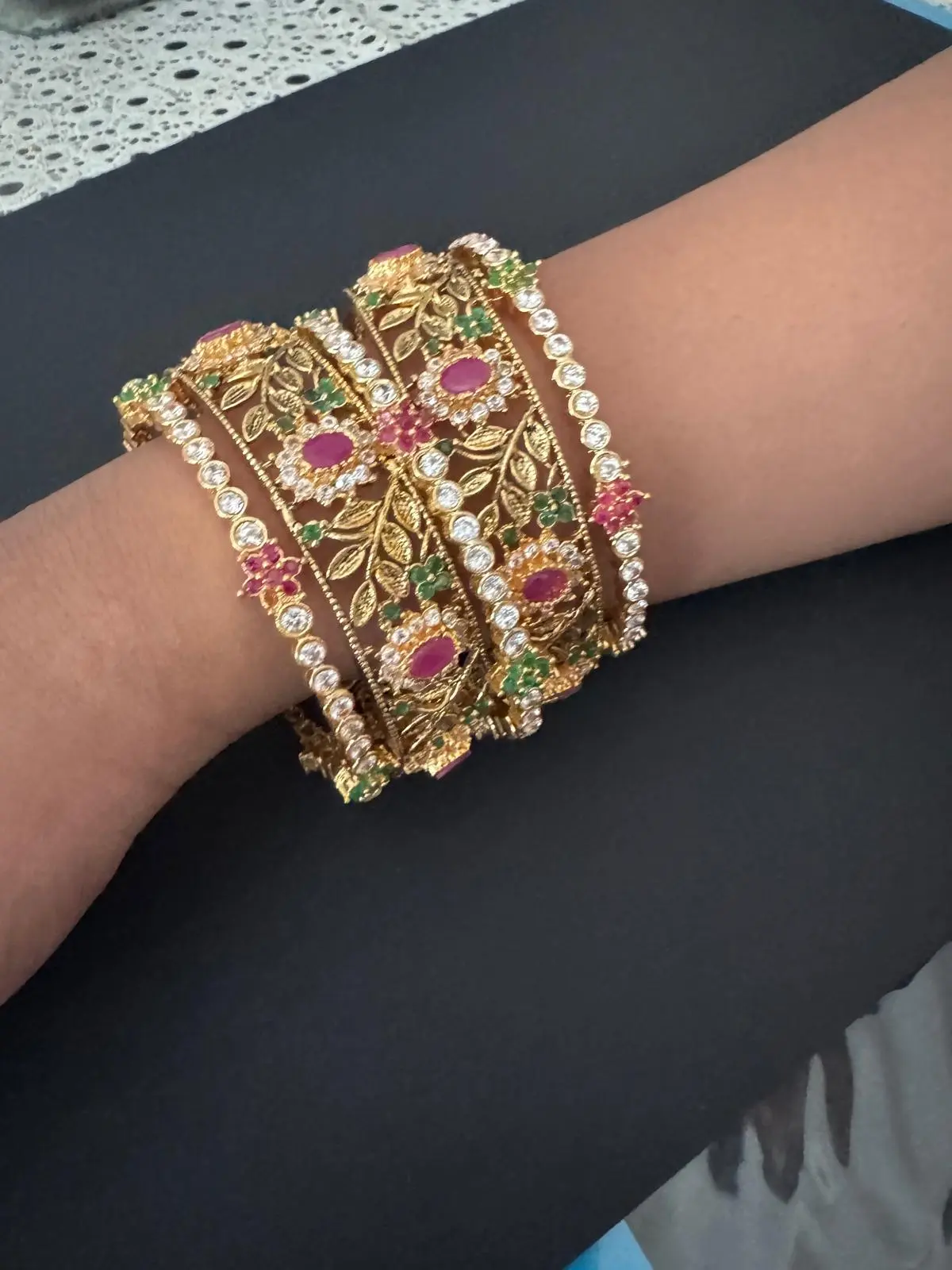 Multi stone Indian Bangle Set