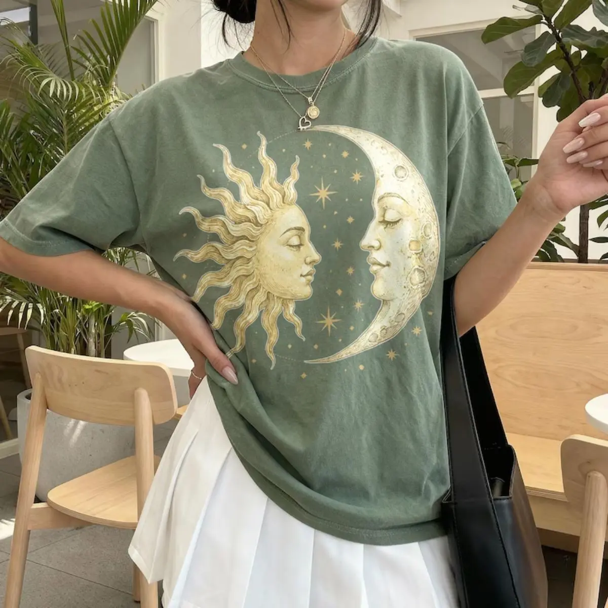 Comfort Colors Vintage Sun Moon Celestial Tshirt, Retro Mystic Astrology Graphic Tee, Classic Boho Cosmic Art Top, Spiritual Gift