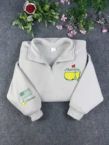 Masters Golf Tournament Embroidered Quarter-Zip Fleece | Augusta Map & Flag Pullover | Golf Lover Gift | Ubestgift1
