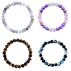 Natural Crystal Intentional Bracelets Collection - 4 Styles for Wealth, Love, Wisdom, & Memory | Handmade Gemstone Wellness Bracelets